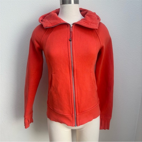 Lululemon Scuba Hoodie Full Zip Classic Fit Vivid Flame Orange Red Size 4 Small - Picture 5 of 15